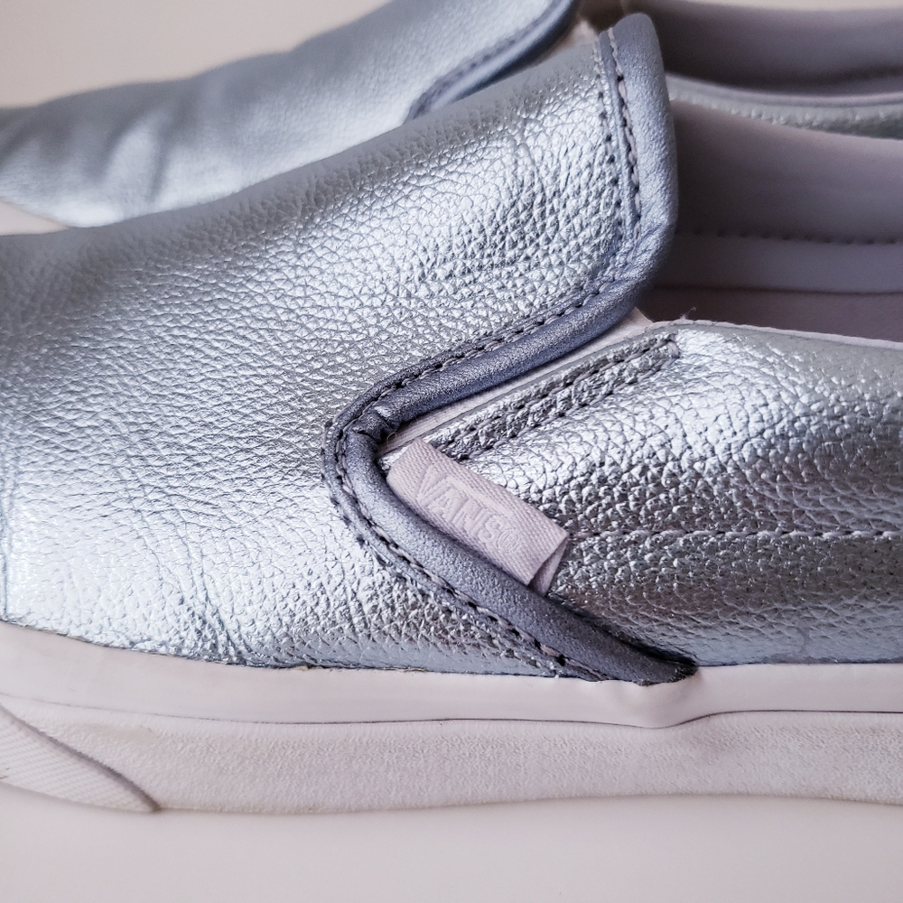 Vans Metallic Light Blue Classic Slip-on Shoes - Picture 6 of 14